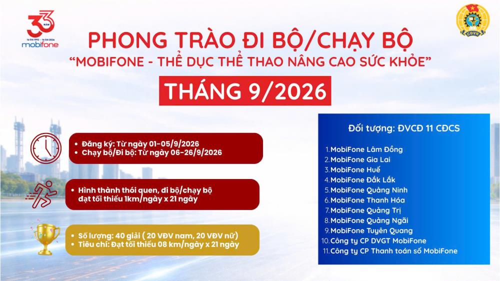 MobiFone - Thể dục, thể thao nâng cao sức khỏe tháng 9